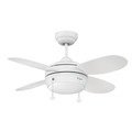 Litex Industries 36" Matte White Finish Ceiling Fan Includes Blades and LED Light Kit MLV36MWW4L